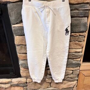 White polo, Ralph Lauren Joggers with Black Logo large/14/16 G